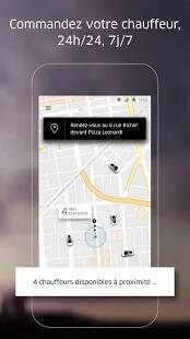 Uber - commander un véhicule avec chauffeur en quelques minutes